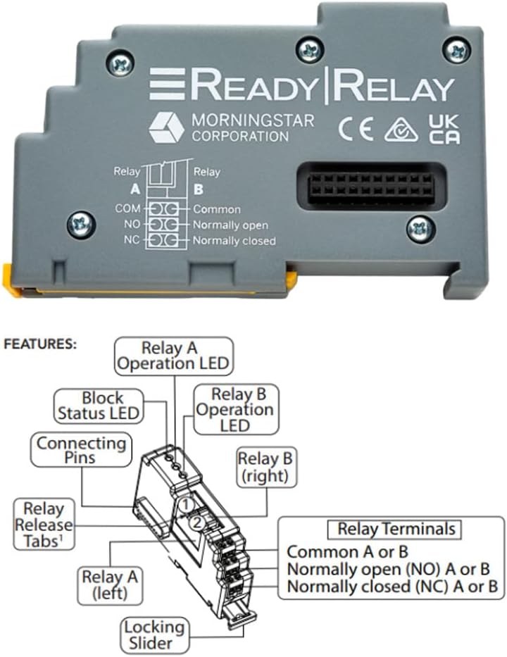Morningstar ReadyRelay ReadyBlock Add-On for use with GenStar MPPT Solar Charge Controllers (RB-Relay) - Adds Advanced Load Control and Signaling (Dry Contact) - 5 Year Warranty, Designed in the USA