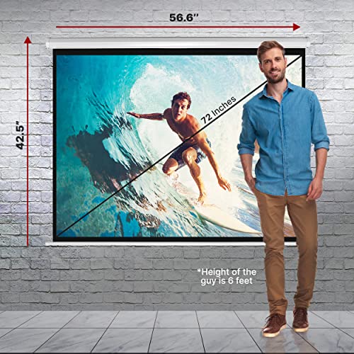 Pyle Prjsm7206 Universal 72-Inch Roll-Down Pull-Down Manual Projection Screen (42.5" X 56.6") Matte White #TOP2