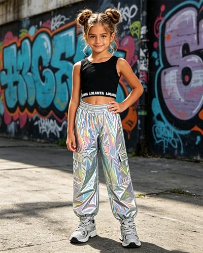 Image of SANGTREE Girls' 2 Piece Outfits T-Shirt and Drawstring Cargo Jogger Pants Clothing Set, 4-14 Years
