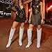 RONILURN Women Rhinestone Over the Knee Cowboy Boots, Sparkly Bling Cowgirl Boots Western Thigh High Boots Pull-On Side Zippers Chunky Heel Pointed Toe Size5-12 For Fashion&Daily