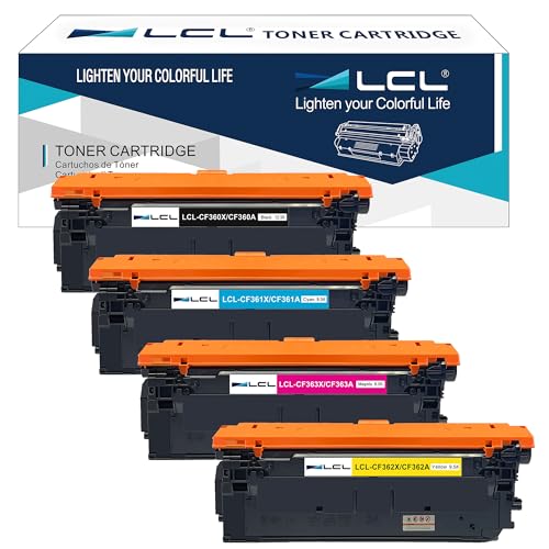 LCL 508X 508A CF360A CF360X CF361X CF362X CF363X Remanufactured Toner Cartridge for HP M553 Printer M577 Printer Color LaserJet Enterprise M552dn M553dn M553n M553x M577c (4PK KCMY)
