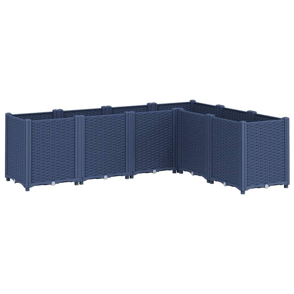 Macetero de polipropileno 160 x 120 x 53 cm, diseño modular de 6 jardineras, polipropileno resistente con almacenamiento de humedad