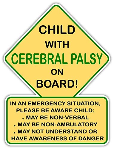 Child with Cerebral Palsy On Board! Car Truck Window Decal Sticker | Alert Responders | 4x5 inches