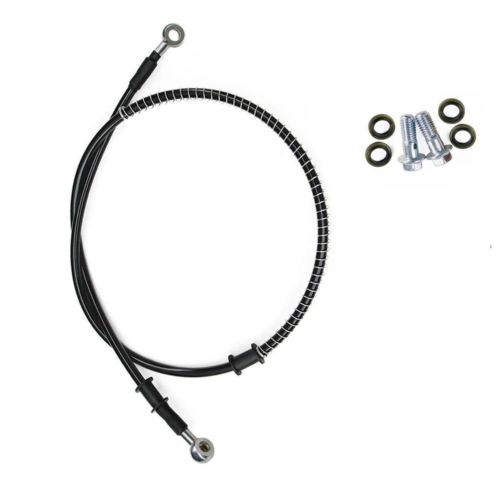 Ksxzw One Color Motorbike Part 400Mm/40Cm-2300Mm/230Cm M8 28°-28° Motorcycle Braided Steel Hydraulic Brake Line Clutch Oil Hose Tube Pipe(2200Mm)
