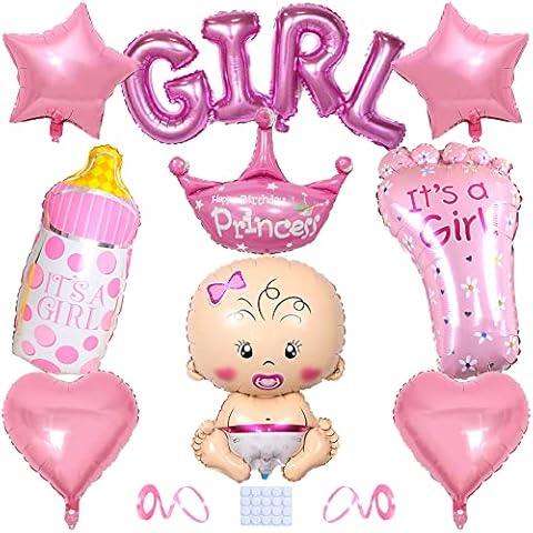 Yijunmca 9pcs Pink Balloons Kit Baby Girl Balloons It's a Girl Balloon Foil Latex Balloon Set Baby Bottle Baby Feet Balloons Baby Shower Gender Reveal Party Birthday Decoration Backdrop Supplies Cover