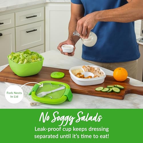 Image of Bentgo Salad Container, Lunch Bowl with 4-Compartment Toppings Tray, 54 oz