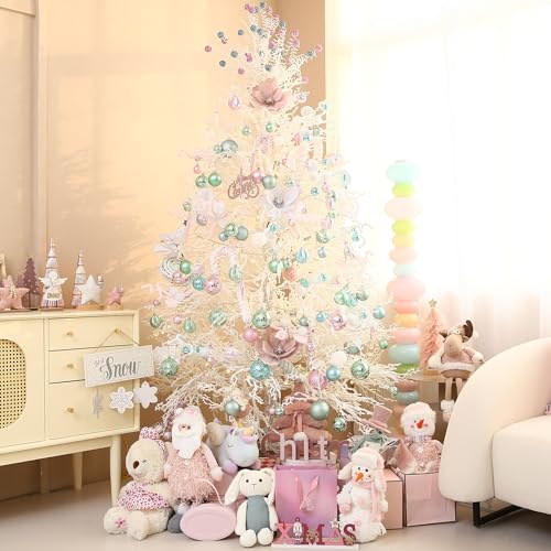 Sea Team 36-Pack Shatterproof Plastic Christmas Ball Ornaments Set, Multi-Size Christmas Baubles, Hanging Decorations for Xmas Tree, Wreath, Garland, (1.57-3.15 Inches, Mint)