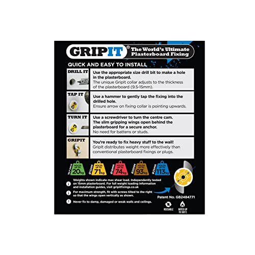 Gripit - Yellow/15Mm - Pack Of 25 #TOP4