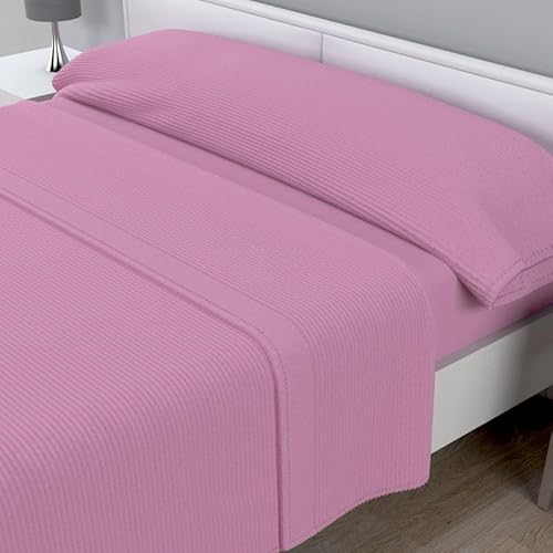 Rufino Díaz Juego Sábanas Invierno 3 ó 4 Piezas Sedalina Jacquard Stripes (Malva - 200 cm (con Dos almohadones)) - Taco Extra Suave - para una sensación acogedora y de Confort