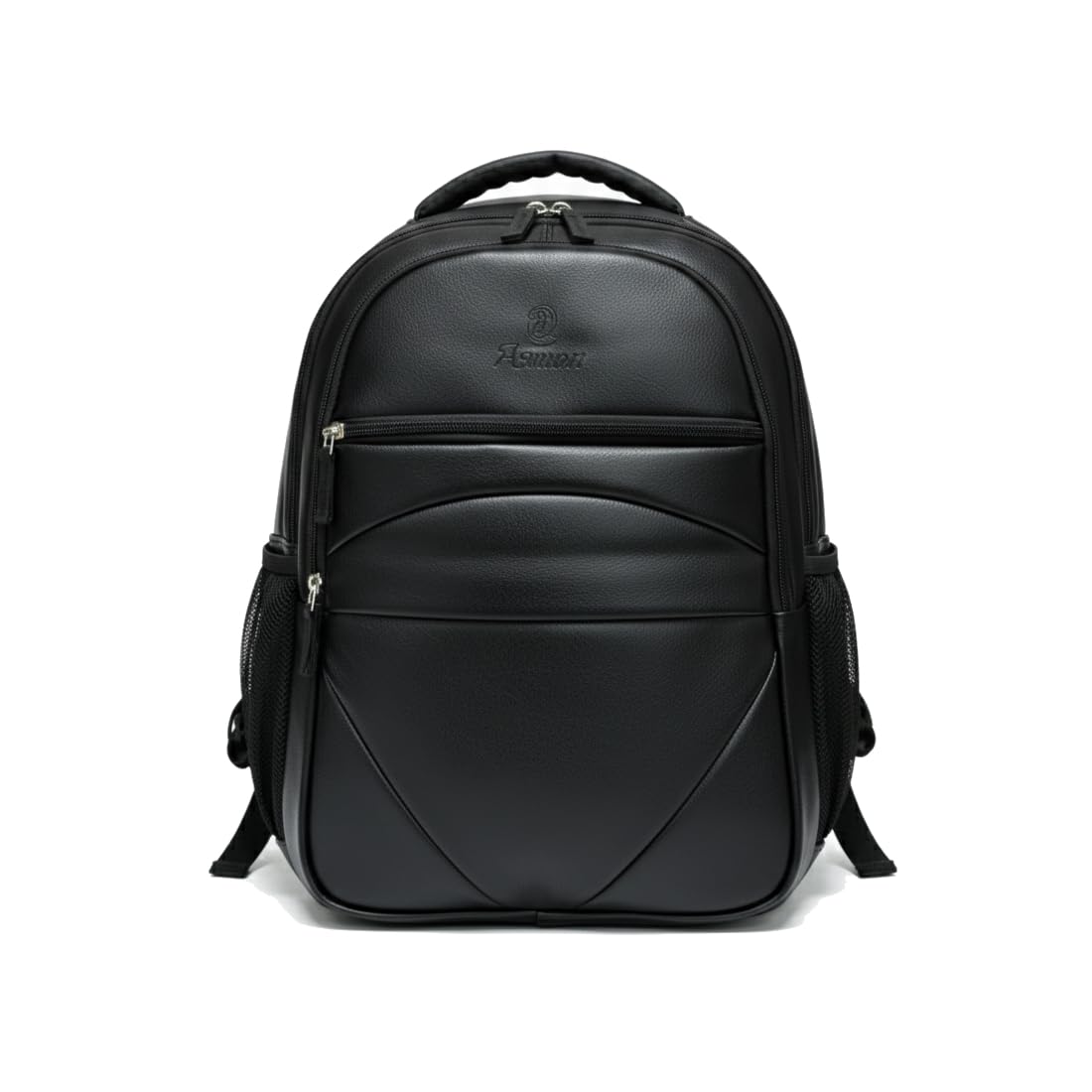 Black Leather Laptop Backpack, Multi-Pocket, Travel and Office College Bag Office Use-image-35
