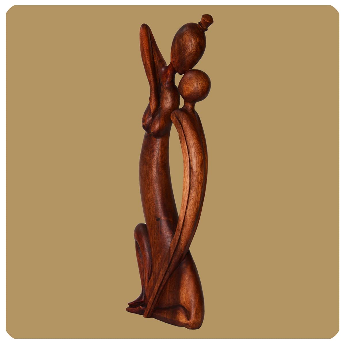 Simandra Art Deco Sculpture abstraite en bois Marron Hauteur 60 cm