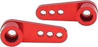 Vista 2 de DiGiYes Paquete de 2 brazos de dirección de metal 25T servo bocina M3 hilos compatibles con modelos RCcoche, camión buggy (rojo)