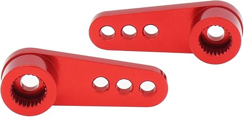Miniatura 2 de DiGiYes Paquete de 2 brazos de dirección de metal 25T servo bocina M3 hilos compatibles con modelos RCcoche, camión buggy (rojo)