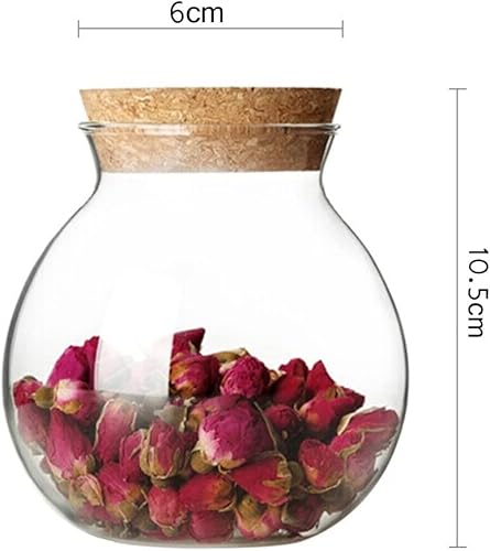 Miniatura 2 de Tanque sellado de vidrio redondo vacío transparente con tapón de corcho, botellas reutilizables de gran capacidad, contenedores de almacenamiento