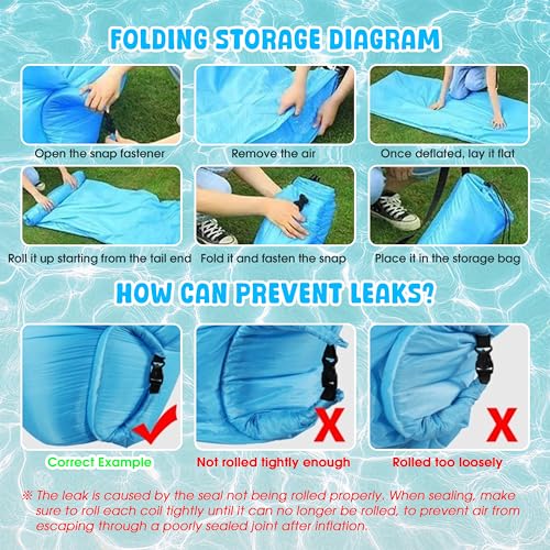 Sofá inflable portátil impermeable saco de dormir con bolsillos exteriores 7