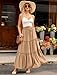 Arolina Women's Skirts Casual Pleated Skirts 2026 Trendy Long Midi Skirts Beach Vacation Fashion Summer Outfit XL Light Khaki
