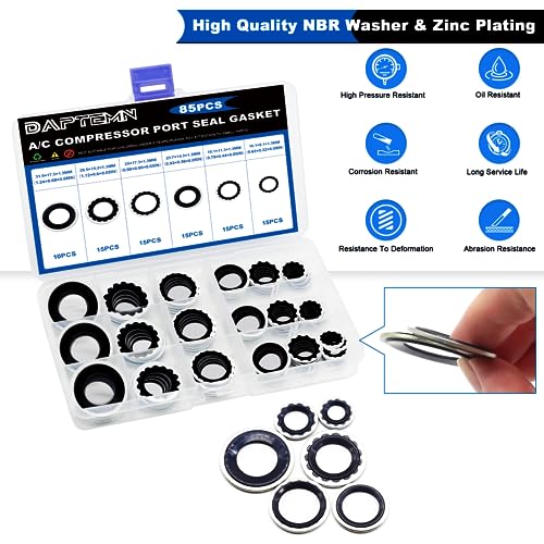 Daptemn D-TH-YDP001 85Pcs A/C Compressor Bonded Seal Washers Assortment Kit thumb #3