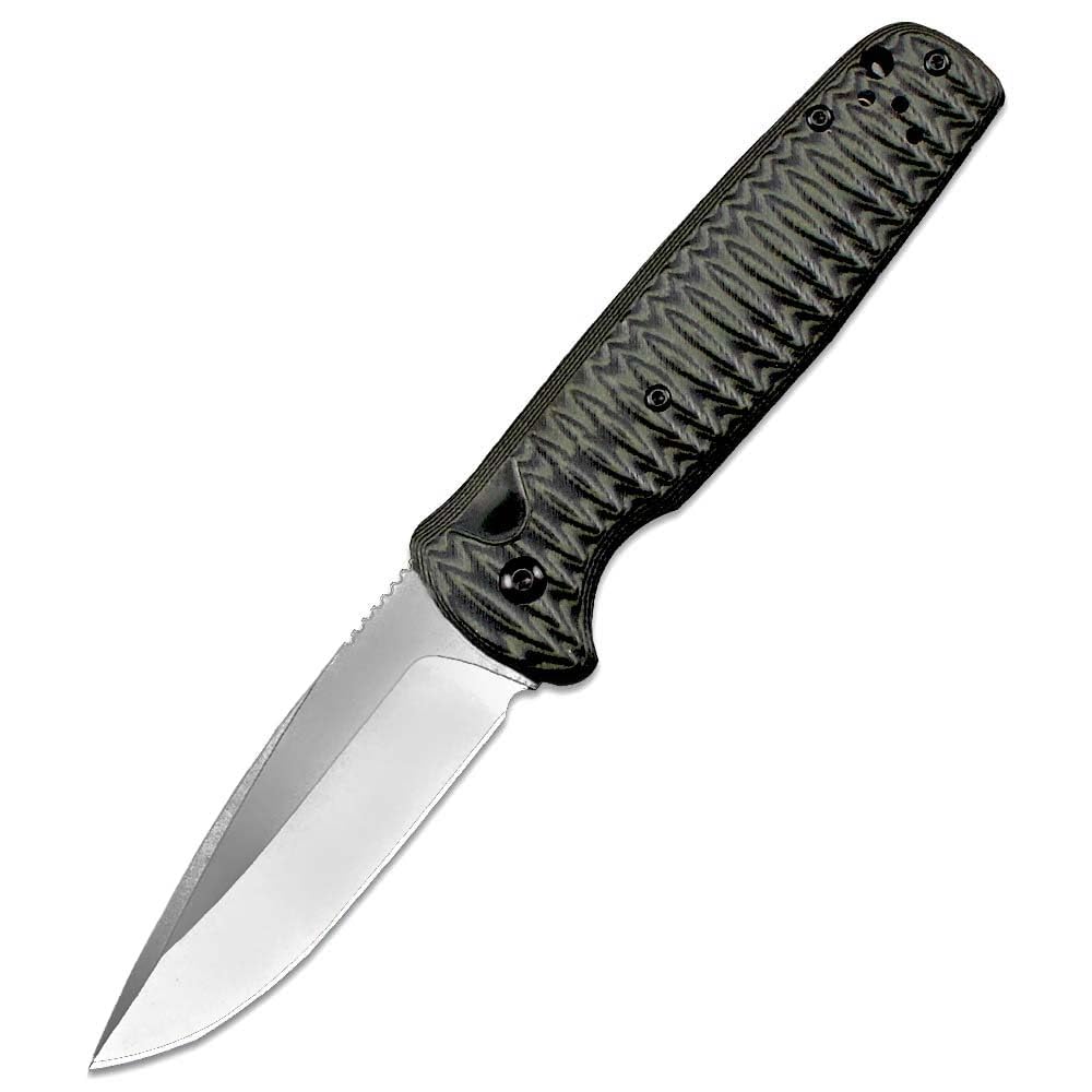 Klappmesser 7.87" Taschenmesser tragbare knopfdruck g10 Schwarz Grün & D2 Stahl Outdoor Messer Survival Jagdmesser, Flipper Scharfes einhandmesser, Kleine edc messer, flipper neck knife multi mit clip