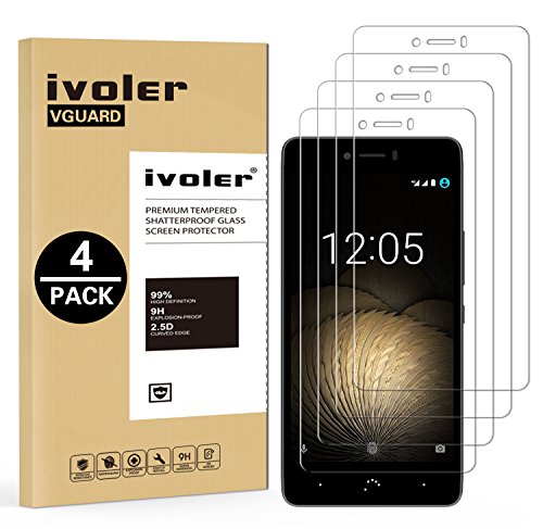 ivoler [4 Unidades] Protector de Pantalla para BQ Aquaris U Plus/BQ Aquaris U/BQ Aquaris U Lite, Cristal Vidrio Templado Premium