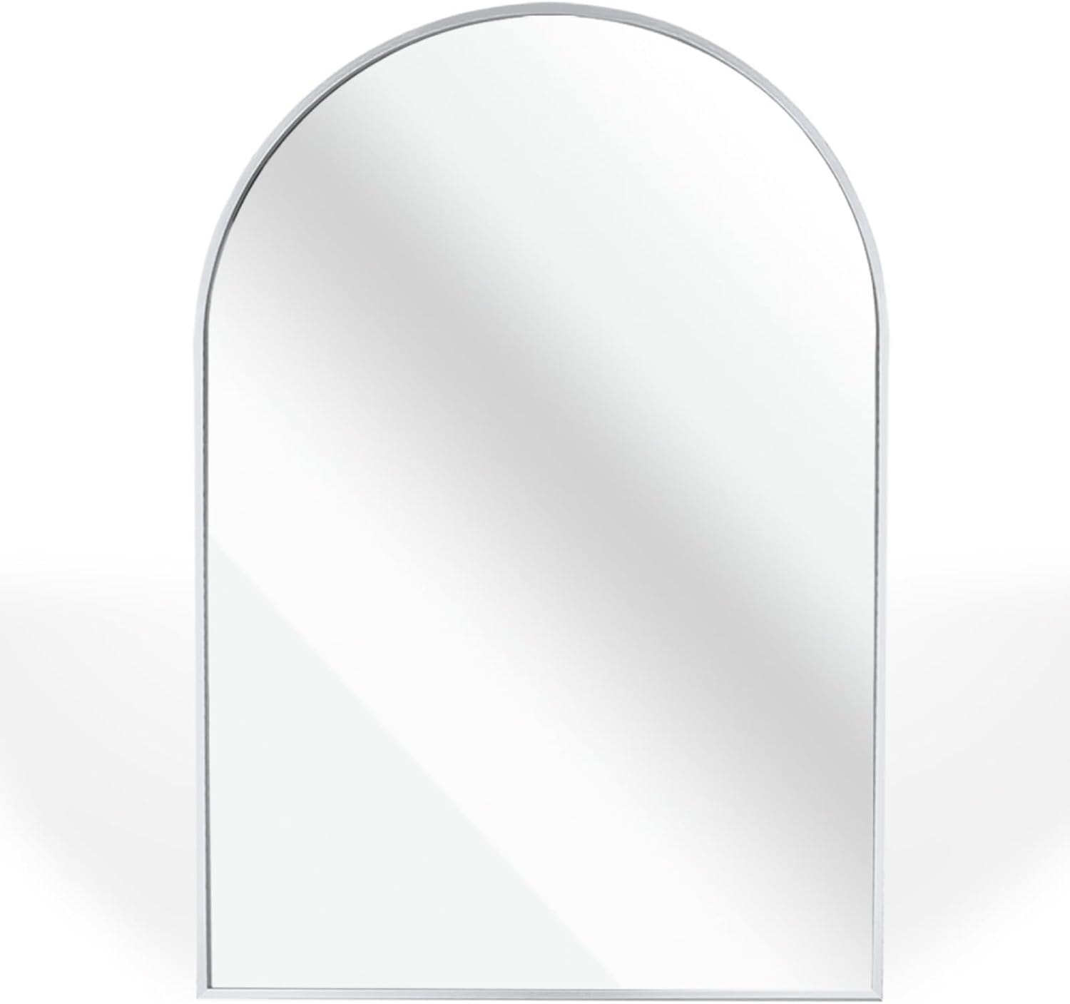 Simple and Stylish Design Shower Mirrors 24x36 Inch Silver Metal Framed Arched BathrromMirror for Wall (Silver)