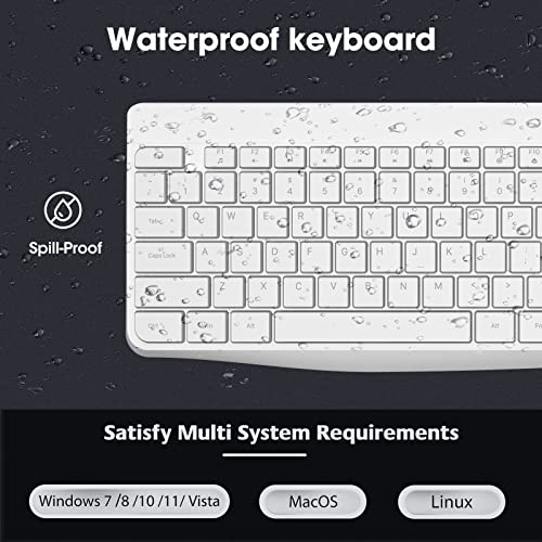 Koorui Wireless Keyboard And Mouse Combos, 2.4G Silent Full Size Keyboard 3Dpi Mouse For Windows Macos Linux, 12 Multimedia And Shortcut Keys Desktop Computer/Laptop/Pc-White (Battery Not Included) #TOP5