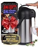 Airpot Coffee Carafe 74oz - 24 Hours Hot Drink Dispenser, Thermal Coffee Carafe - Insulated Stainless Steel Coffee Carafes for Keeping Hot - Drink Warmer & Airpot Coffee Dispenser with Pump - Cresimo