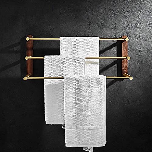 Porte-serviettes base en noyer 48cm pour optimiser le séchage après la douche