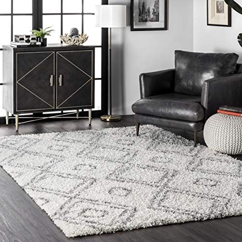 nuLOOM Iola Geometric Shag Area Rug, 10' 6" x 14', White