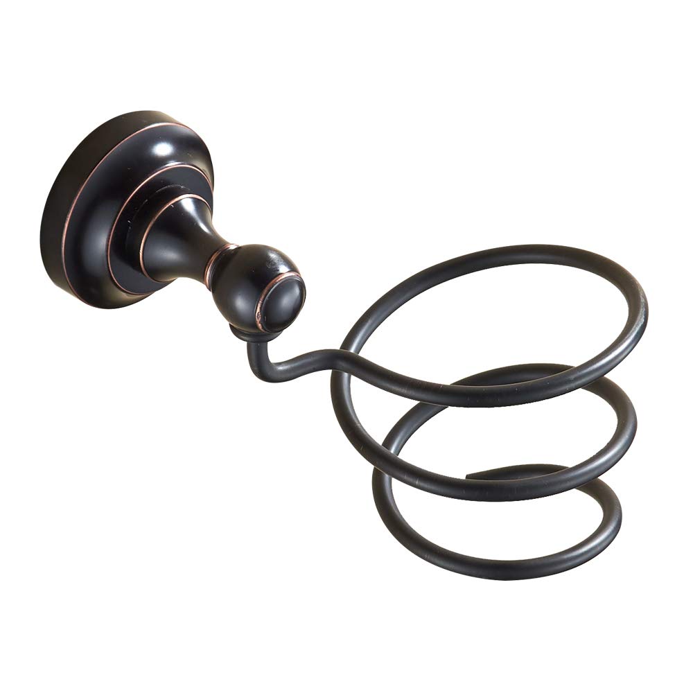 BigBig Home Wall Mounted Hair Dryer Holder for Bathroom, Bath Organizer Hair Blow Dryer of Brass with Oil Rubbed Bronze with Construction of Round
