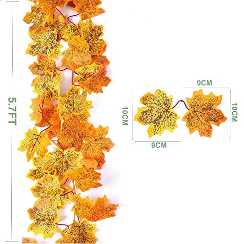 Afohome 2 Pack Fall Maple Leaf Garland Hanging Vine Garland Artificial Autumn Foliage Garland Vines For Home Wedding Fireplace Party Thanksgiving Day Christmas Decorations #TOP1