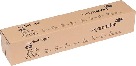 Legamaster Flip Chart Paper Pad - Plain - 20 Sheets Per Pad - 5 Pack - 98 x 65cm