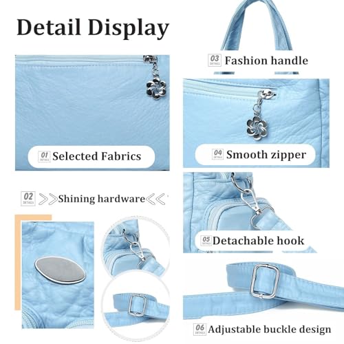 Bolso Tote grande multifuncional de cuero PU suave miniatura 4