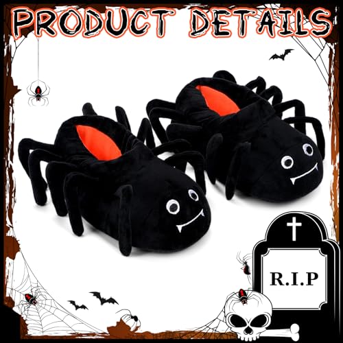 Newcotte Halloween Spider Slippers Halloween Stuff Fluffy Plush Slippers Fuzzy Animals Cute Cartoon Warm Shoes for Women Men Home Party Supplies Gifts Outdoor Indoor Bedroom4