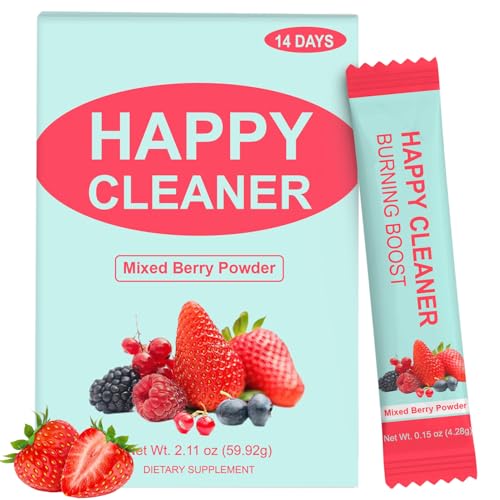 Josmon Happy Cleaner Probiotic Prebiotic Powder - Berry Blend Flavor Powder (14 Single-Serve Packets) with Fruits and Veggies Sugar Free Vegan Gluten Free for Men and Women
