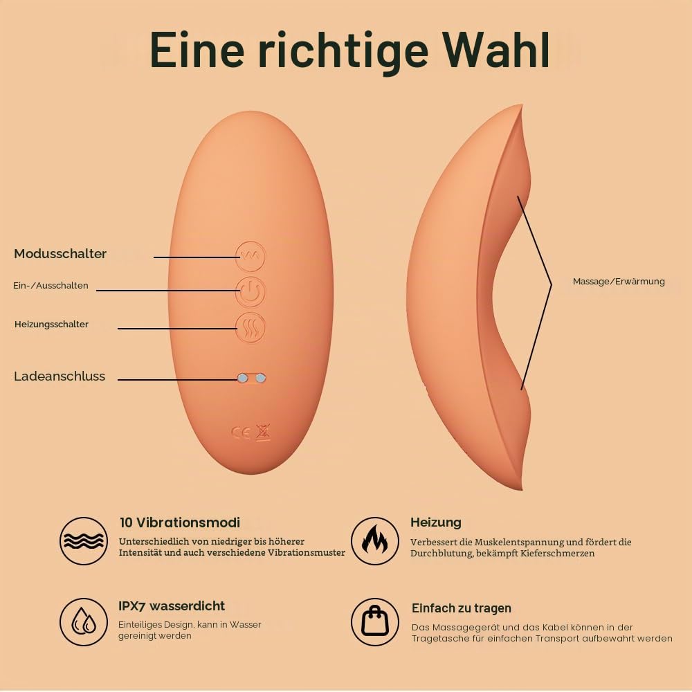 rozonii TMJ Relief Products Kiefermassagegerät mit Dual-Motor, vibrierend, sanfte Vibration für TMJ-Massage, Heizwerkzeug zur Schmerzlinderung, Verspannung, Steifheit und Kopfschmerzen