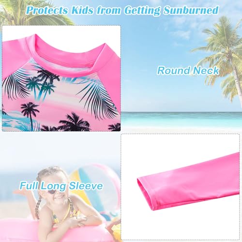 Image of TUONROAD Girls 2 Pieces Rash Guard Swimsuit Long Sleeve Tankini for 4-10 Years