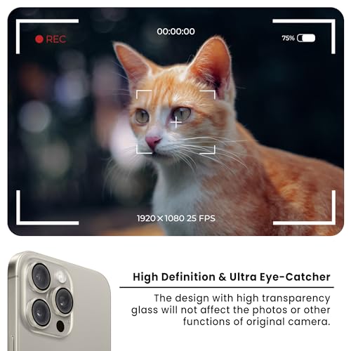 Image of ArmourPro Premium Camera Lens Protector Tempered Glass Compatible For iPhone 15 Pro max and iPhone 15 Pro Tough HD Individual Aluminum Alloy Rings 9H Camera Cover , Scratch-Resistant,Camera Lens Protection| Natural Titanium
