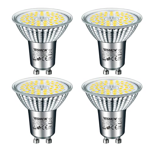 WSMCN Bombillas LED GU10 PAR16, 10W Equivalente a 140W Halógeno, Blanco Frío 6000K 1050 Lúmenes, No Regulable, AC 230V, Focos Sin Parpadeo, Ángulo de haz de 120°, Paquete de 4