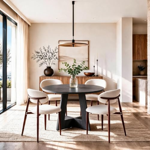 Image of 47'' Round Dining Table Set for 4, Kitchen Table and Chairs