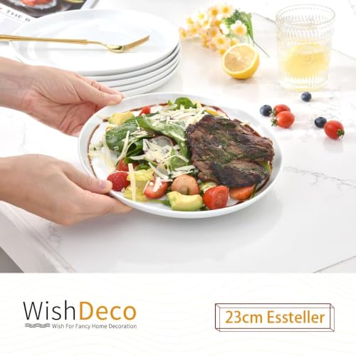 WishDeco Keramik Teller 6er Set, Flache Speiseteller 23cm – Ansicht 2