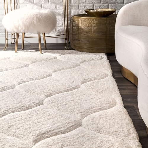 Image of Shaggy Carpet for Living Room Bedroom 2X6 FEET Fluffy Plush Area Rug, Thick Fur Floor Carpet Modern Cozy Rug for Home Decor, Kids Room Bedside Hall, Durable Comfortable Shaggy Rug (Ivory)