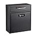 AdirOffice Wall Mount Mailbox - Combination Mailbox with Keys- Durable Wall Mounted Locking Mailbox and Cash Drop Box for House, Apartments and Bussiness After Hours Deposits (Medium, Black)