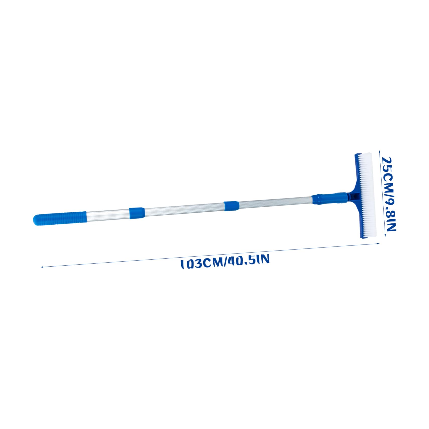 Brosse de Piscine en Aluminium et Abs Robuste Bleue Manche Télescopique pour Nettoyage des Murs et Carrelages de Piscine