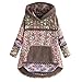 Produktbild Auiyut Damen Fleecepullover Winter Sweatshirts Plüsch Pullover Dicker Hoodie Elegant Winterjacke Oversize Grosse Grössen Blumenmuster Patchwork Kapuzenpullover mit Knopf Dekoration
