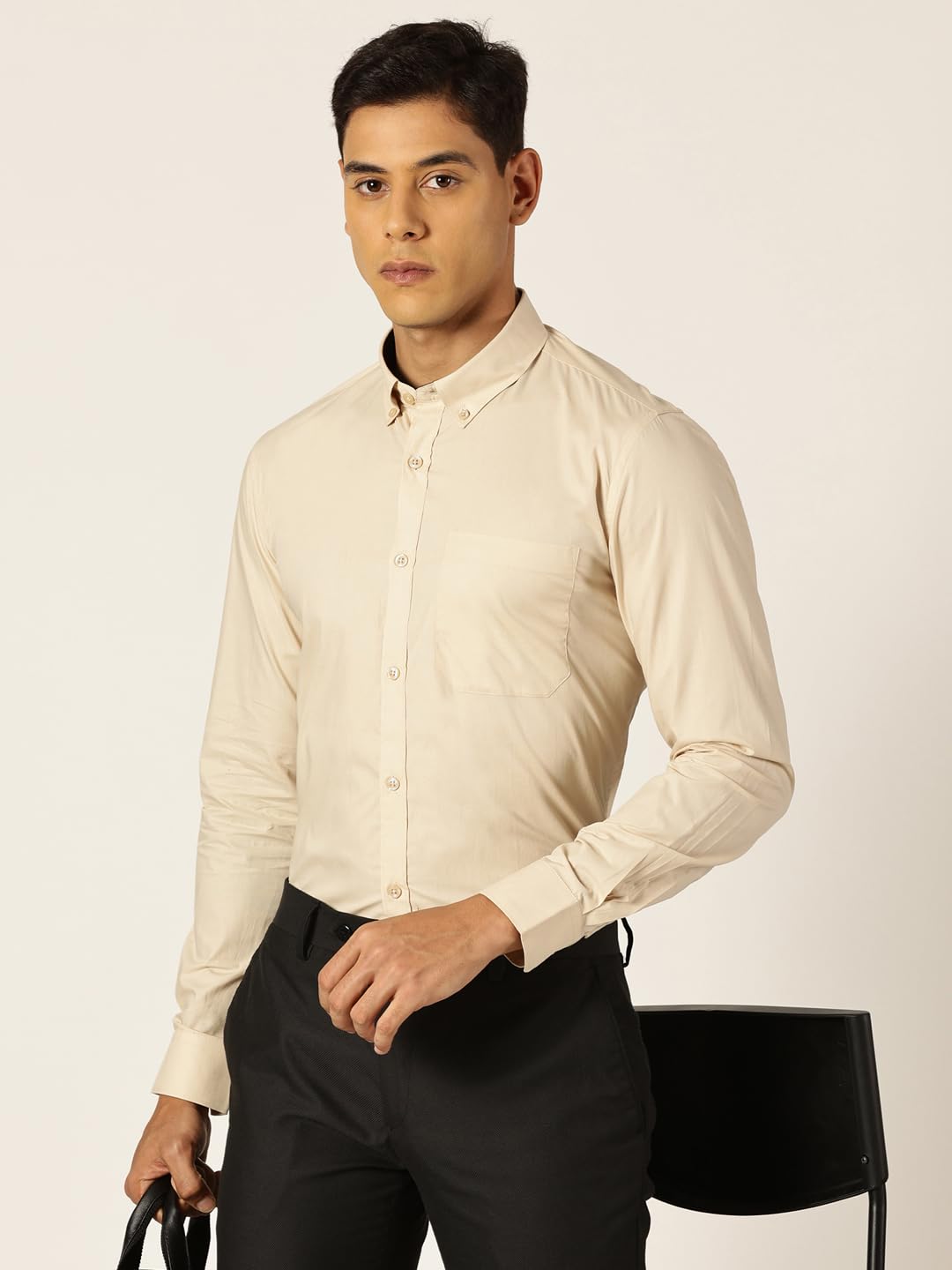 Thomas Scott Camicia formale da uomo in 100% cotone con colletto abbottonato e maniche lunghe