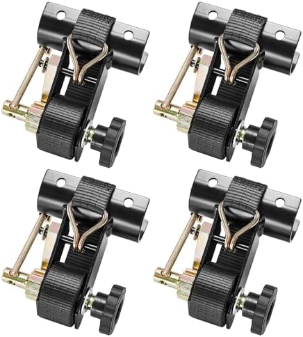 Ladder Rack Ratchet Straps With J-Hook (4PCS), 2" Black Round Tube Mount, 1.5" Wide X 7.5' Long Black Retractable Ratchet Tie Down Strap Roof Rack, 500 Lbs Load Heavy Duty Cargo Buckle