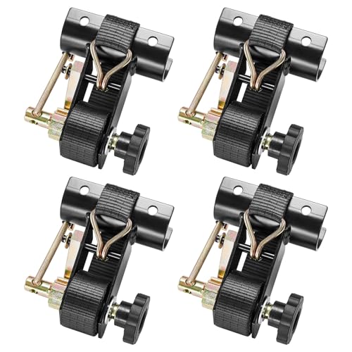 VEVOR Ladder Rack Ratchet Straps, 2'' Black Round Tube Mount, 1.5'' Wide x 7.5' Long Black Ladder Rack Straps with Double J-Hooks, 500 lbs Load Heavy Duty, Cargo Buckle Lock Strap (4 Pack)