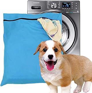 Pet Laundry Bag, Blue Filters Pet Hair Petwear Wash Bag for Washing Machine with YKK Zip for Pet Bedding Blankets Towels (Jumbo)