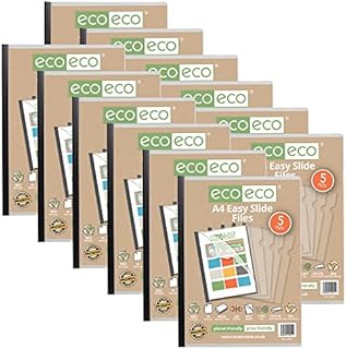 eco-eco A4 50% Recycled Bag 5 Easy Slide Files, Clip bar Project Report Files, eco051, Black