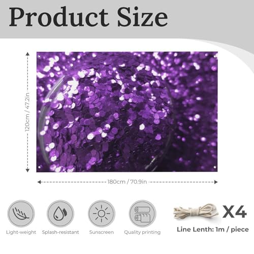 Drapeau violet à paillettes de qualité supérieure, bannière en polyester durable à 4 œillets